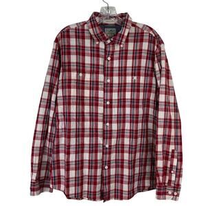 L.L. Bean Mens Button Up Shirt Size Large Long Sleeve Red 100% Cotton